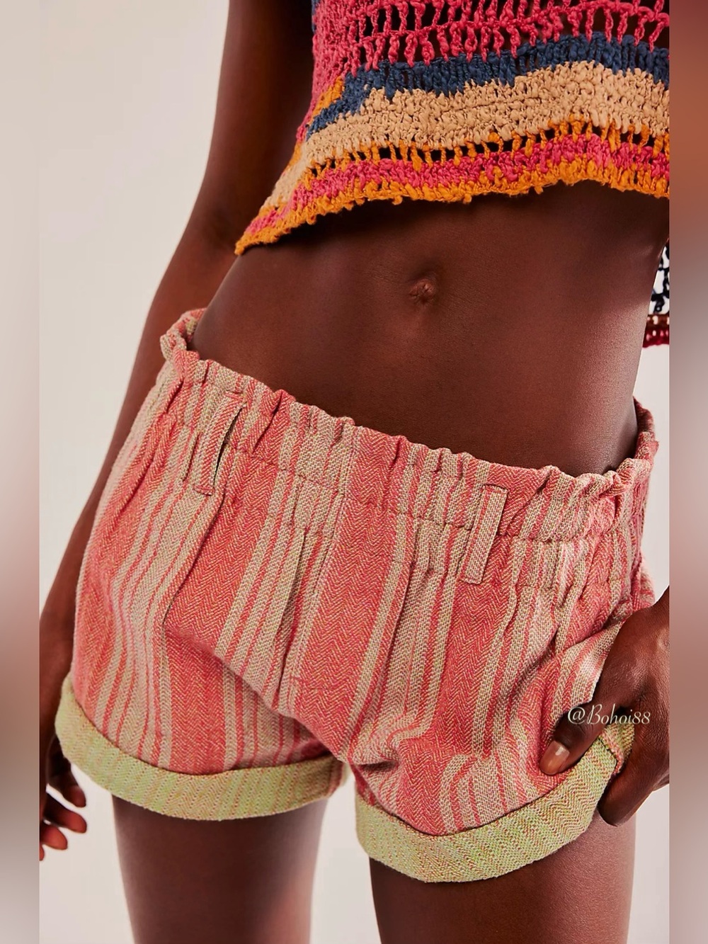 NWT Free People Solar Flare Baja Striped Cotton Shorts